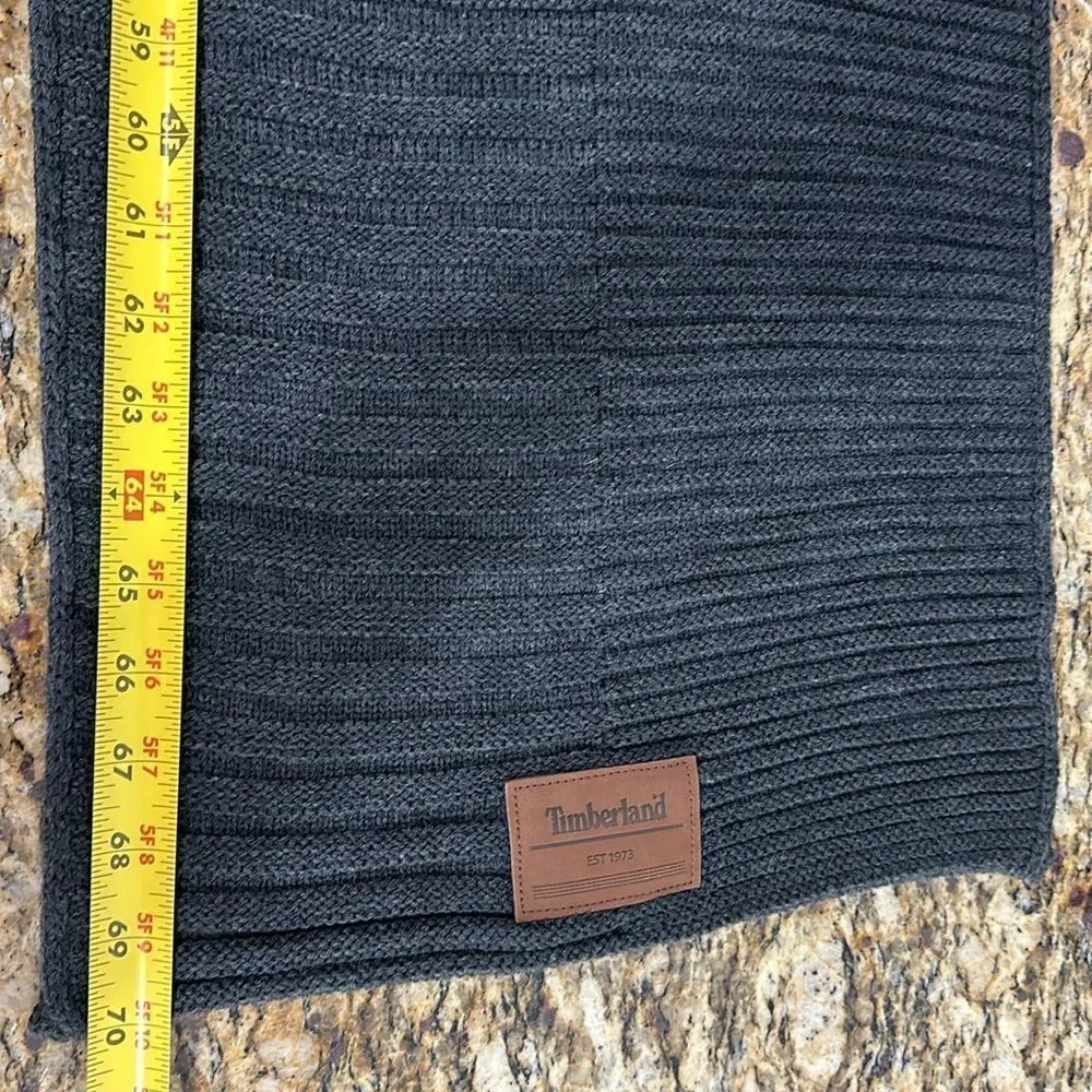 Timberland Black Ribbed Knit Scarf